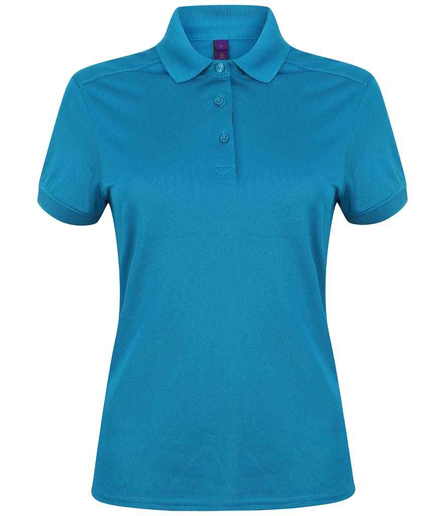 Henbury Ladies Slim Fit Stretch Microfine Pique Polo Shirt in Sapphire Blue by Henbury — Custom branded clothing by Print Press, featuring premium embroidery produced in our specialist print lab in the UK.