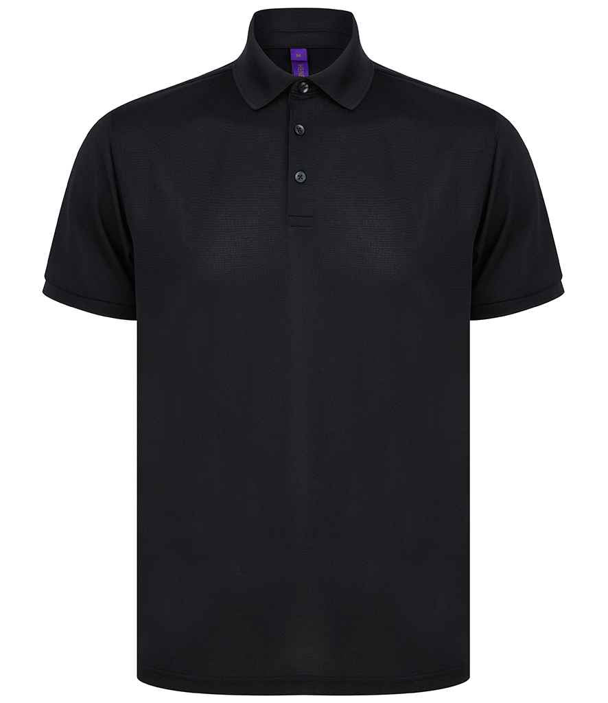 Henbury Recycled Polyester Pique Polo Shirt in Black by Henbury — Custom branded clothing by Print Press, featuring premium embroidery produced in our specialist print lab in the UK.