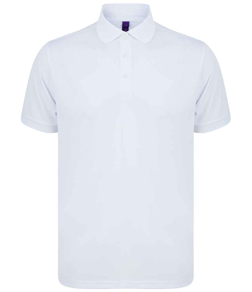 Henbury Recycled Polyester Pique Polo Shirt in White by Henbury — Custom branded clothing by Print Press, featuring premium embroidery produced in our specialist print lab in the UK.