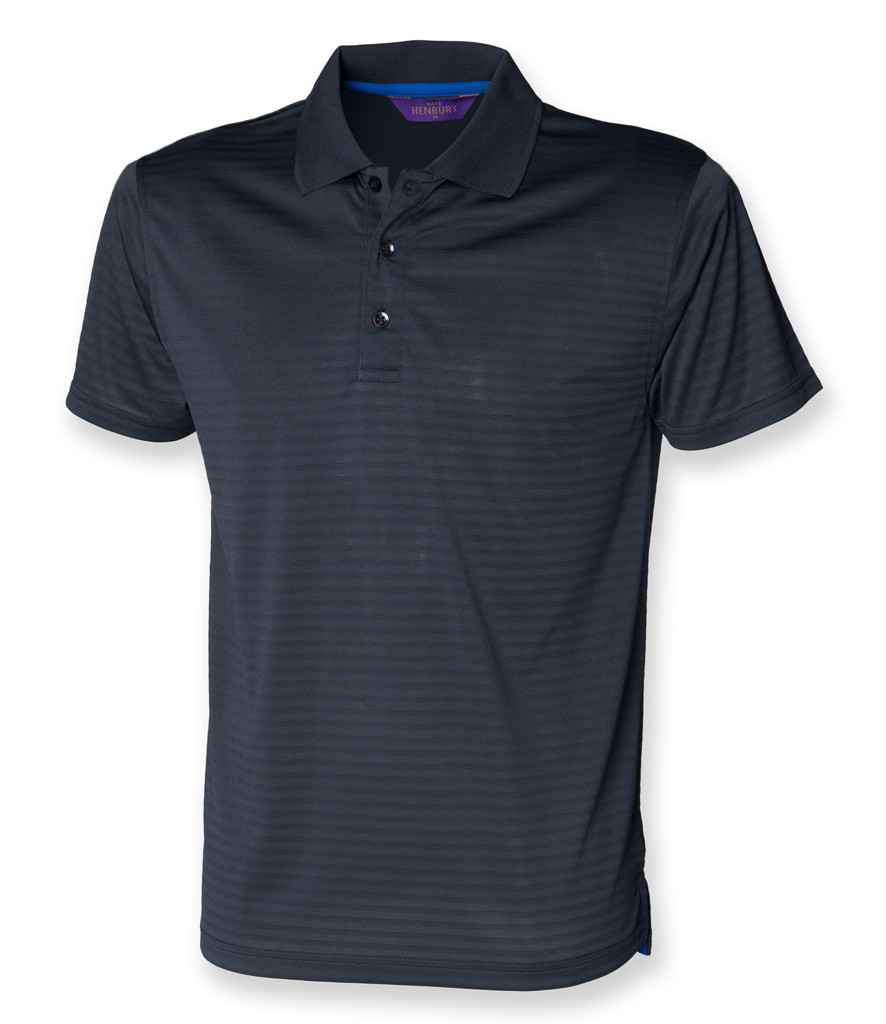 Henbury Coolplus Textured Stripe Pique Polo Shirt in by Henbury — Custom branded clothing by Print Press, featuring premium embroidery produced in our specialist print lab in the UK.