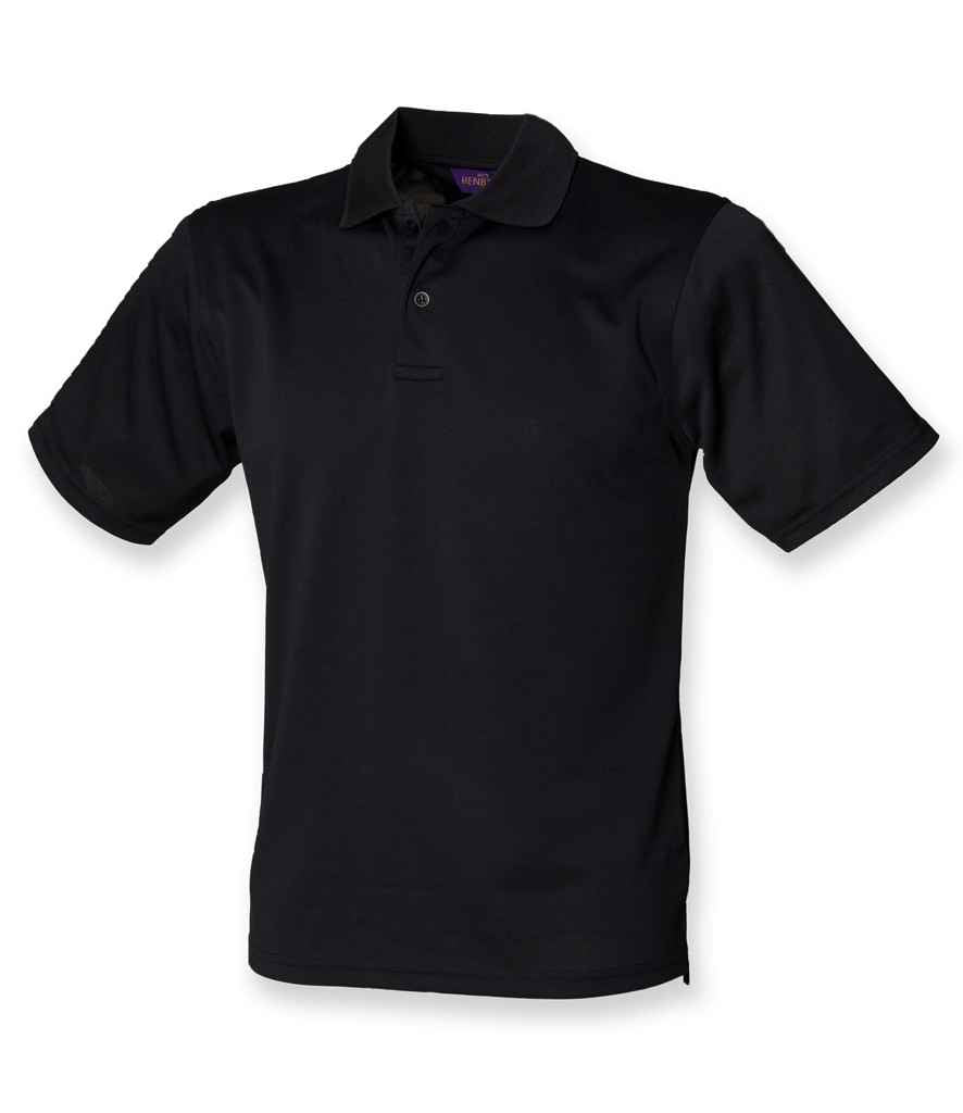 Henbury Coolplus Wicking Pique Polo Shirt in Black by Henbury — Custom branded clothing by Print Press, featuring premium embroidery produced in our specialist print lab in the UK.