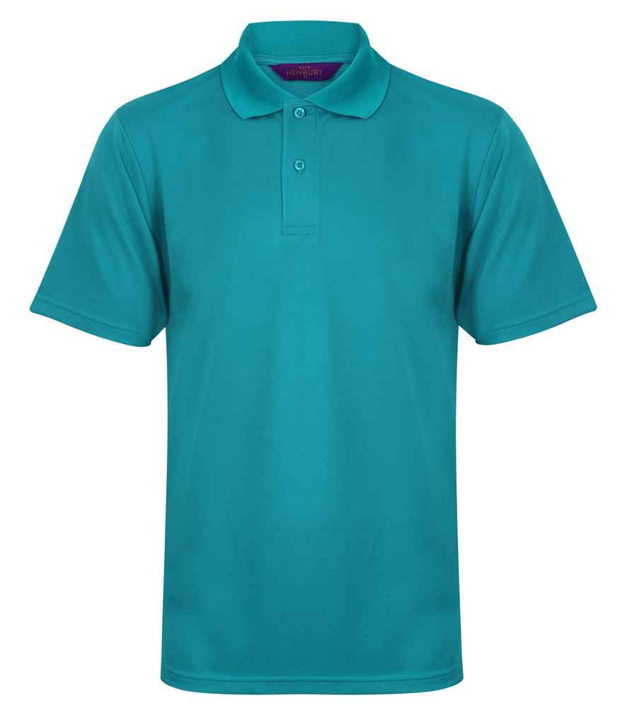 Henbury Coolplus Wicking Pique Polo Shirt - (2nd Colours) in Bright Jade by Henbury — Custom branded clothing by Print Press, featuring premium embroidery produced in our specialist print lab in the UK.