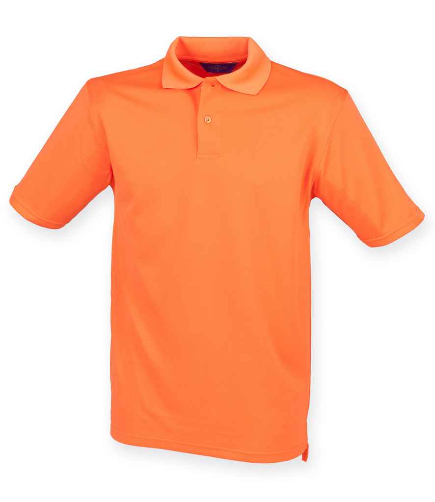 Henbury Coolplus Wicking Pique Polo Shirt - (2nd Colours) in Bright Orange by Henbury — Custom branded clothing by Print Press, featuring premium embroidery produced in our specialist print lab in the UK.