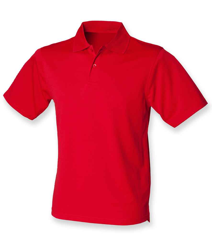 Henbury Coolplus Wicking Pique Polo Shirt - (2nd Colours) in Classic Red by Henbury — Custom branded clothing by Print Press, featuring premium embroidery produced in our specialist print lab in the UK.