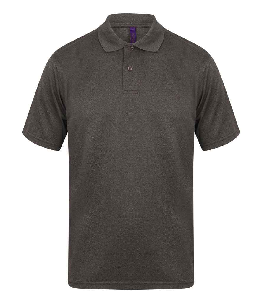 Henbury Coolplus Wicking Pique Polo Shirt - (2nd Colours) in Heather Charcoal by Henbury — Custom branded clothing by Print Press, featuring premium embroidery produced in our specialist print lab in the UK.