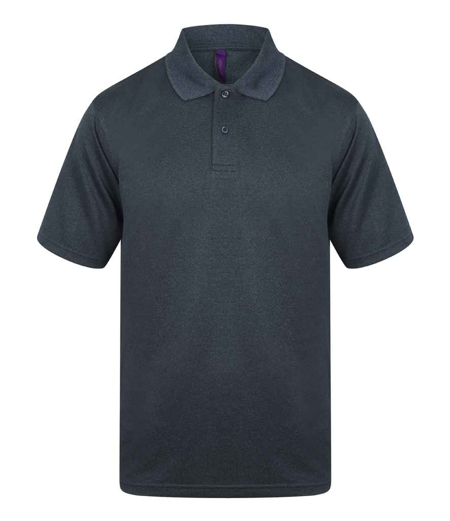 Henbury Coolplus Wicking Pique Polo Shirt - (2nd Colours) in Heather Navy by Henbury — Custom branded clothing by Print Press, featuring premium embroidery produced in our specialist print lab in the UK.