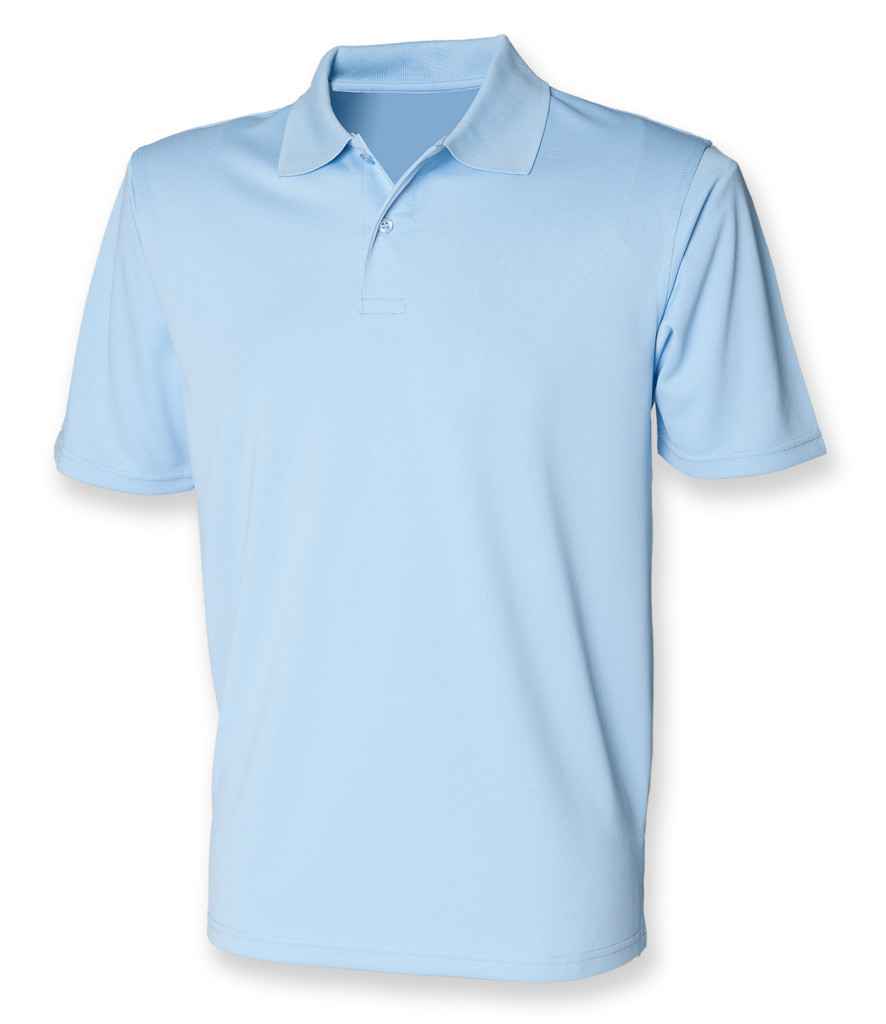 Henbury Coolplus Wicking Pique Polo Shirt in Light Blue by Henbury — Custom branded clothing by Print Press, featuring premium embroidery produced in our specialist print lab in the UK.
