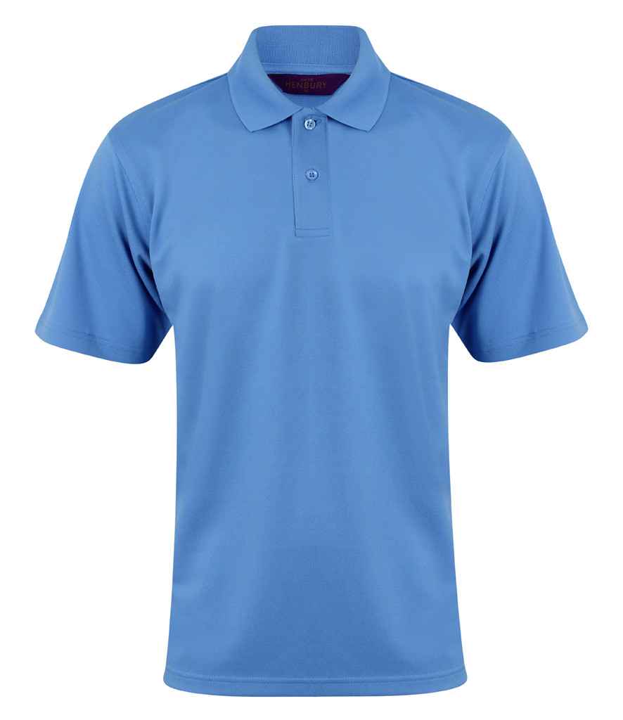 Henbury Coolplus Wicking Pique Polo Shirt in Mid Blue by Henbury — Custom branded clothing by Print Press, featuring premium embroidery produced in our specialist print lab in the UK.