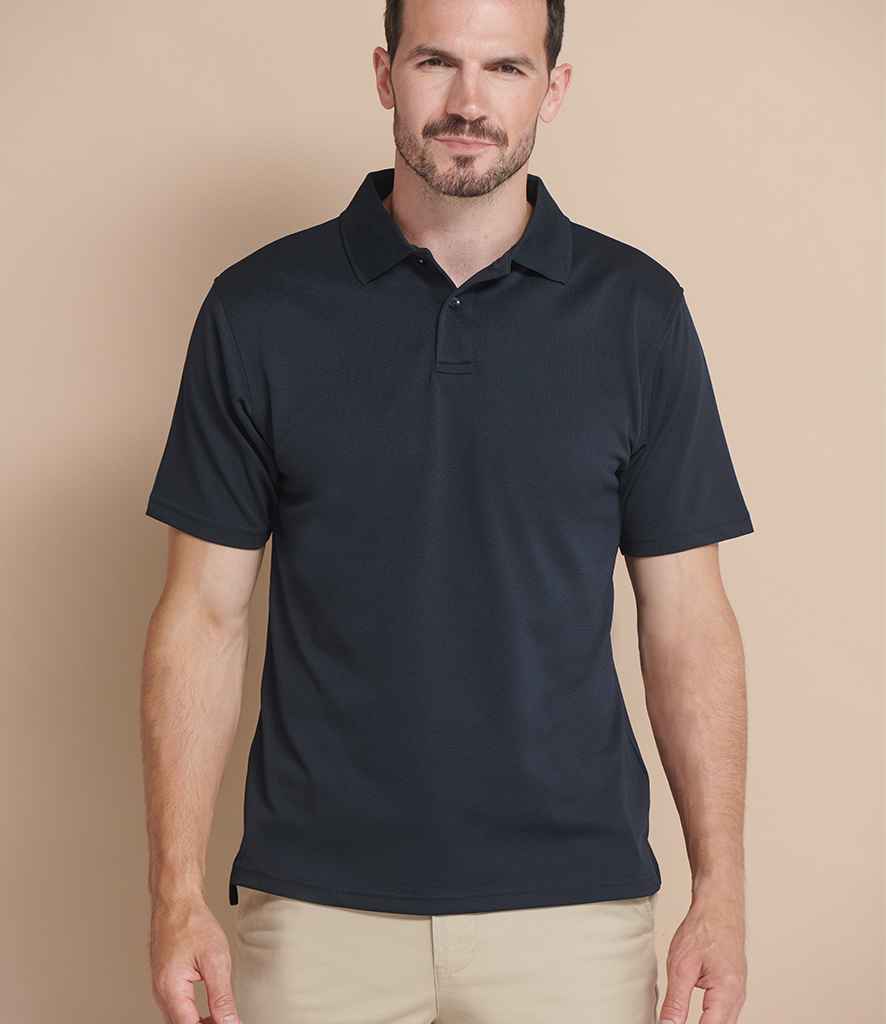 Henbury Coolplus Wicking Pique Polo Shirt in Navy by Henbury — Custom branded clothing by Print Press, featuring premium embroidery produced in our specialist print lab in the UK.