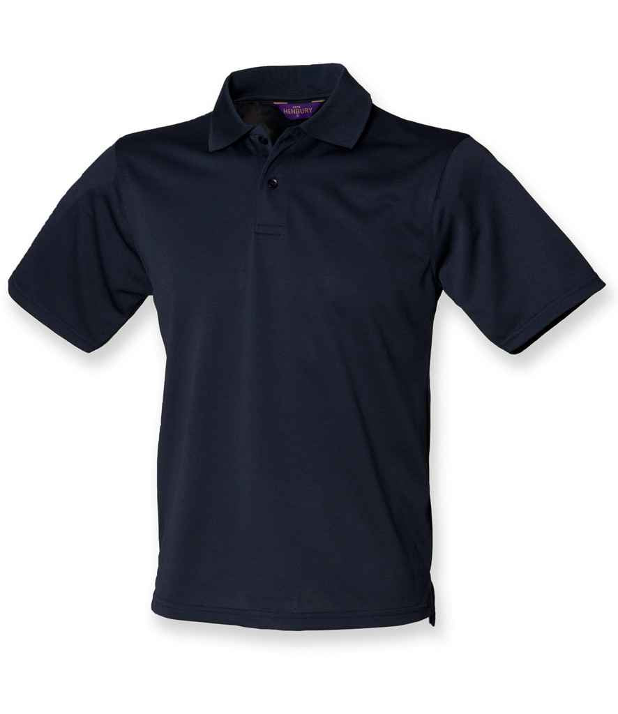 Henbury Coolplus Wicking Pique Polo Shirt in Oxford Navy by Henbury — Custom branded clothing by Print Press, featuring premium embroidery produced in our specialist print lab in the UK.