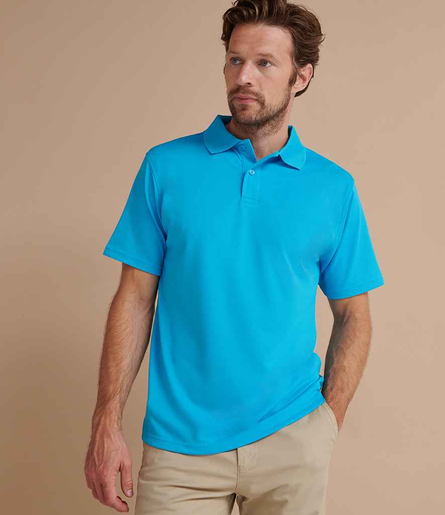 Henbury Coolplus Wicking Pique Polo Shirt in Turquoise Blue by Henbury — Custom branded clothing by Print Press, featuring premium embroidery produced in our specialist print lab in the UK.