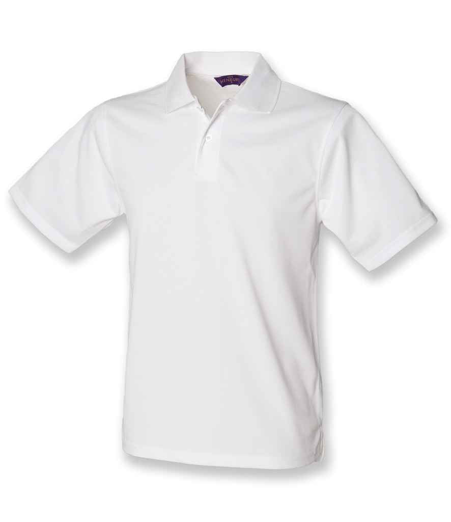 Henbury Coolplus Wicking Pique Polo Shirt in White by Henbury — Custom branded clothing by Print Press, featuring premium embroidery produced in our specialist print lab in the UK.