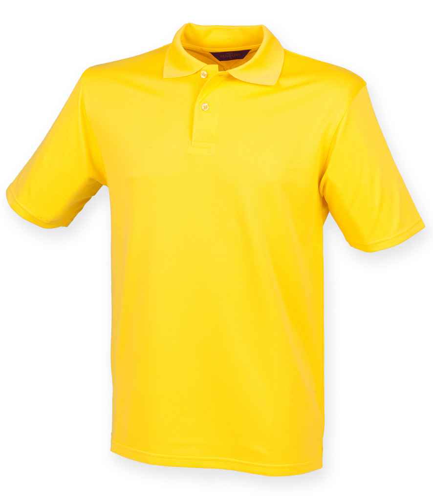 Henbury Coolplus Wicking Pique Polo Shirt in Yellow by Henbury — Custom branded clothing by Print Press, featuring premium embroidery produced in our specialist print lab in the UK.