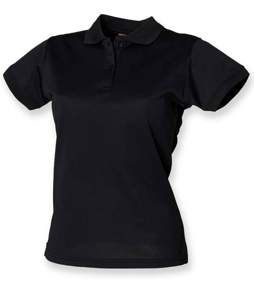 Henbury Ladies Coolplus Wicking Pique Polo Shirt - (2nd Colours) in Black by Henbury — Custom branded clothing by Print Press, featuring premium embroidery produced in our specialist print lab in the UK.