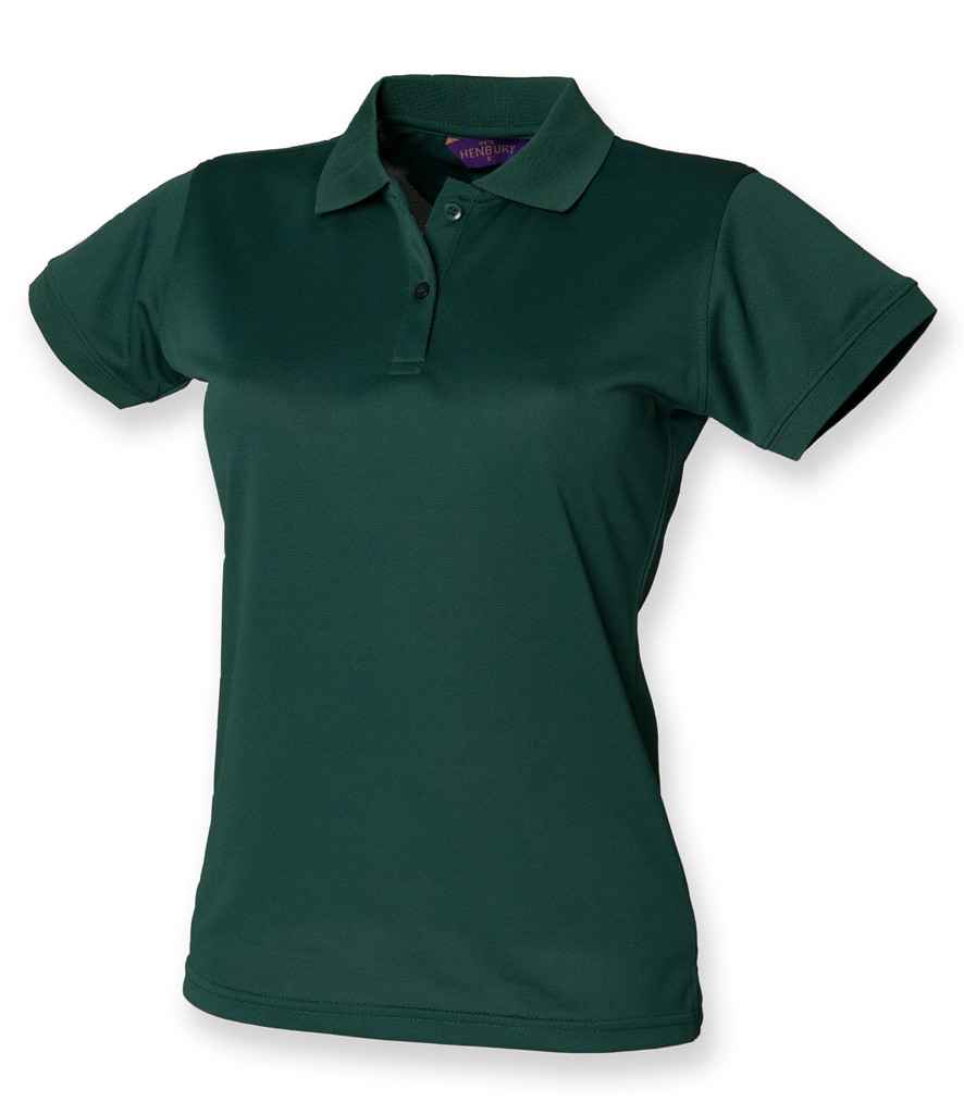 Henbury Ladies Coolplus Wicking Pique Polo Shirt - (2nd Colours) in Bottle Green by Henbury — Custom branded clothing by Print Press, featuring premium embroidery produced in our specialist print lab in the UK.