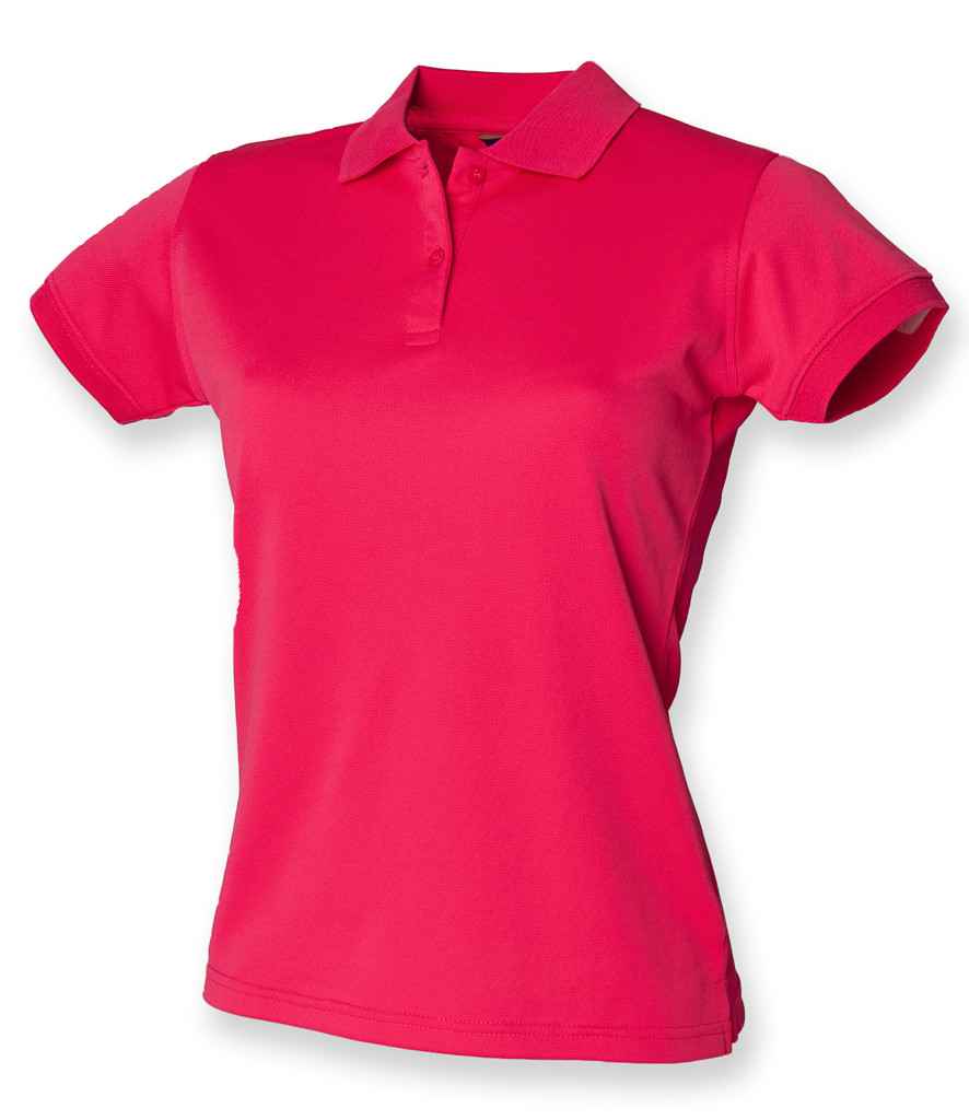 Henbury Ladies Coolplus Wicking Pique Polo Shirt - (2nd Colours) in Bright Pink by Henbury — Custom branded clothing by Print Press, featuring premium embroidery produced in our specialist print lab in the UK.