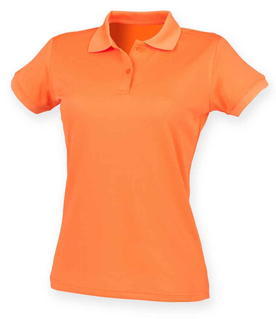 Henbury Ladies Coolplus Wicking Pique Polo Shirt - (2nd Colours) in Bright Orange by Henbury — Custom branded clothing by Print Press, featuring premium embroidery produced in our specialist print lab in the UK.