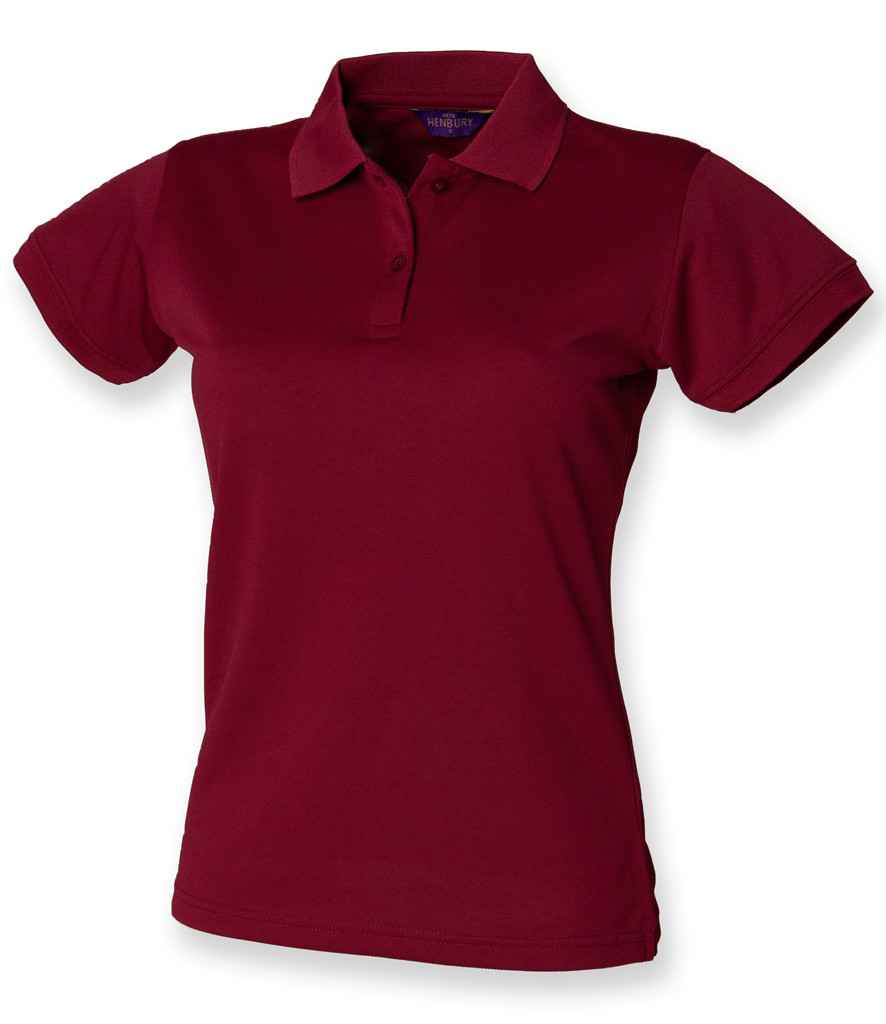 Henbury Ladies Coolplus Wicking Pique Polo Shirt - (2nd Colours) in Burgundy by Henbury — Custom branded clothing by Print Press, featuring premium embroidery produced in our specialist print lab in the UK.