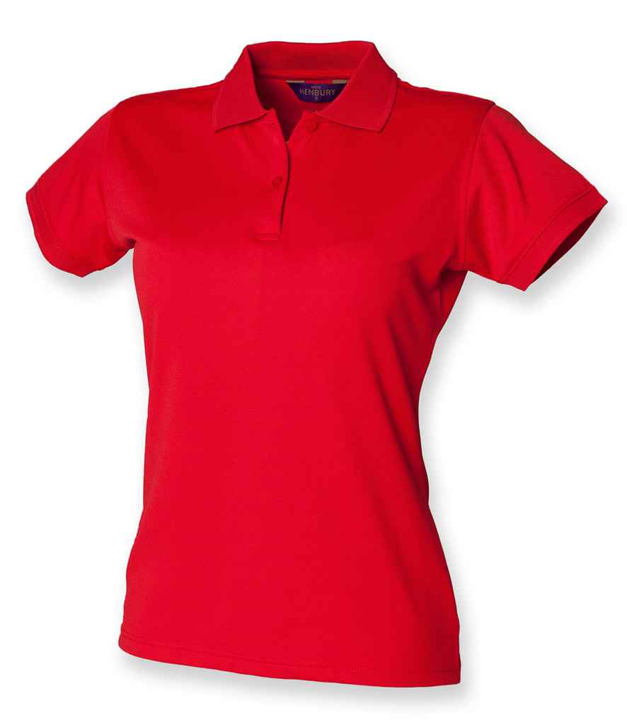Henbury Ladies Coolplus Wicking Pique Polo Shirt - (2nd Colours) in Classic Red by Henbury — Custom branded clothing by Print Press, featuring premium embroidery produced in our specialist print lab in the UK.