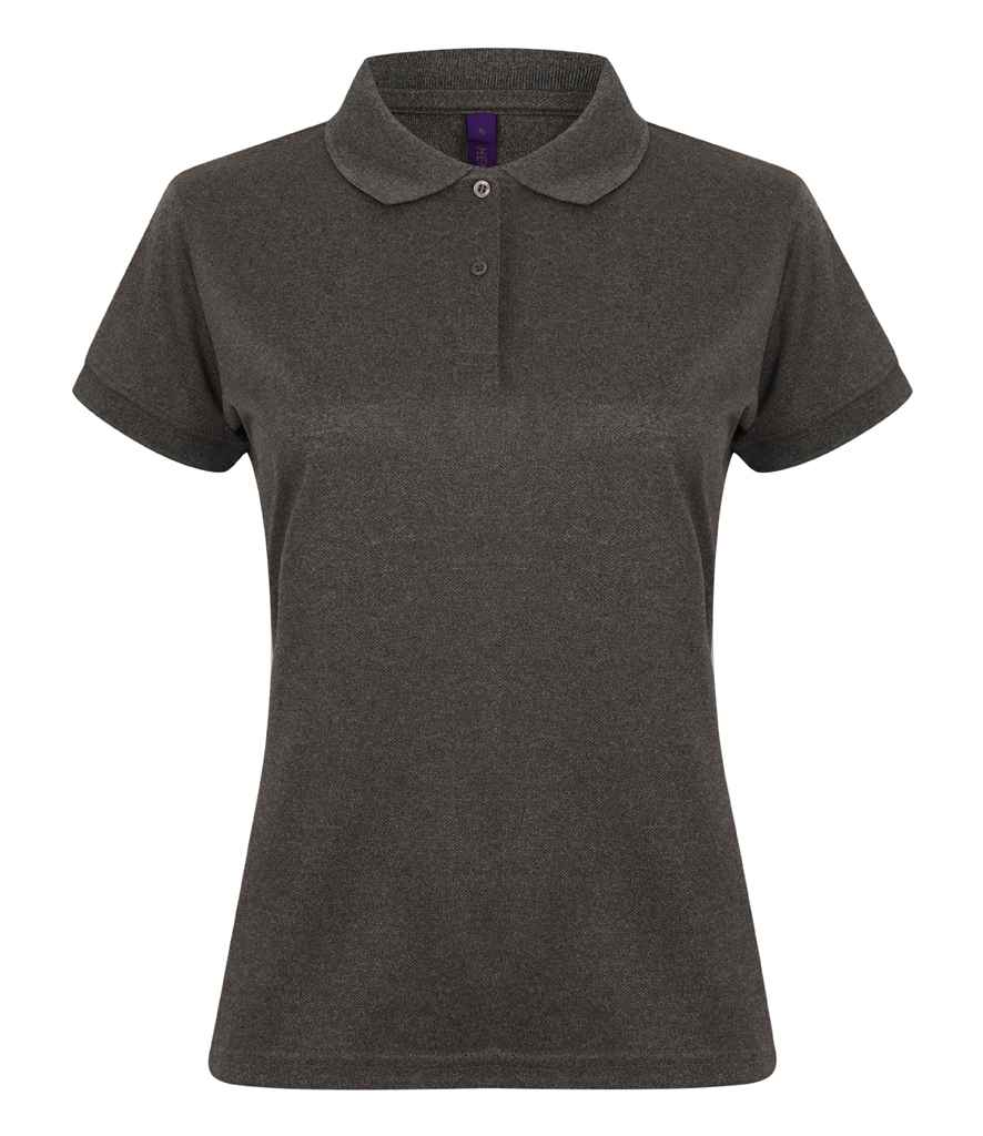 Henbury Ladies Coolplus Wicking Pique Polo Shirt - (2nd Colours) in Heather Charcoal by Henbury — Custom branded clothing by Print Press, featuring premium embroidery produced in our specialist print lab in the UK.