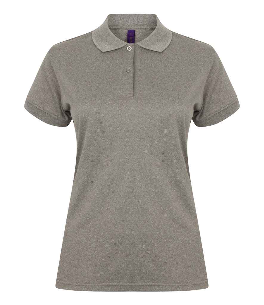 Henbury Ladies Coolplus Wicking Pique Polo Shirt - (2nd Colours) in Heather Grey by Henbury — Custom branded clothing by Print Press, featuring premium embroidery produced in our specialist print lab in the UK.