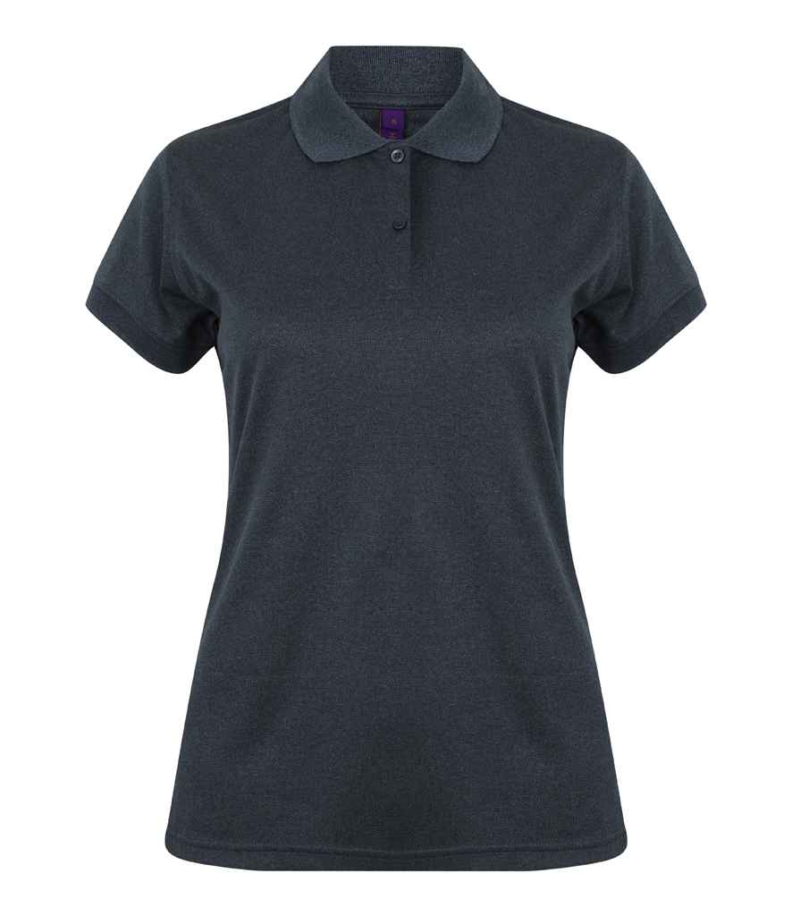 Henbury Ladies Coolplus Wicking Pique Polo Shirt in Heather Navy by Henbury — Custom branded clothing by Print Press, featuring premium embroidery produced in our specialist print lab in the UK.