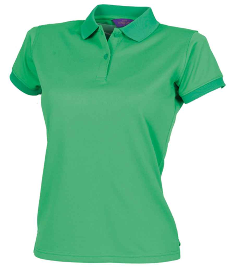 Henbury Ladies Coolplus Wicking Pique Polo Shirt in Kelly Green by Henbury — Custom branded clothing by Print Press, featuring premium embroidery produced in our specialist print lab in the UK.