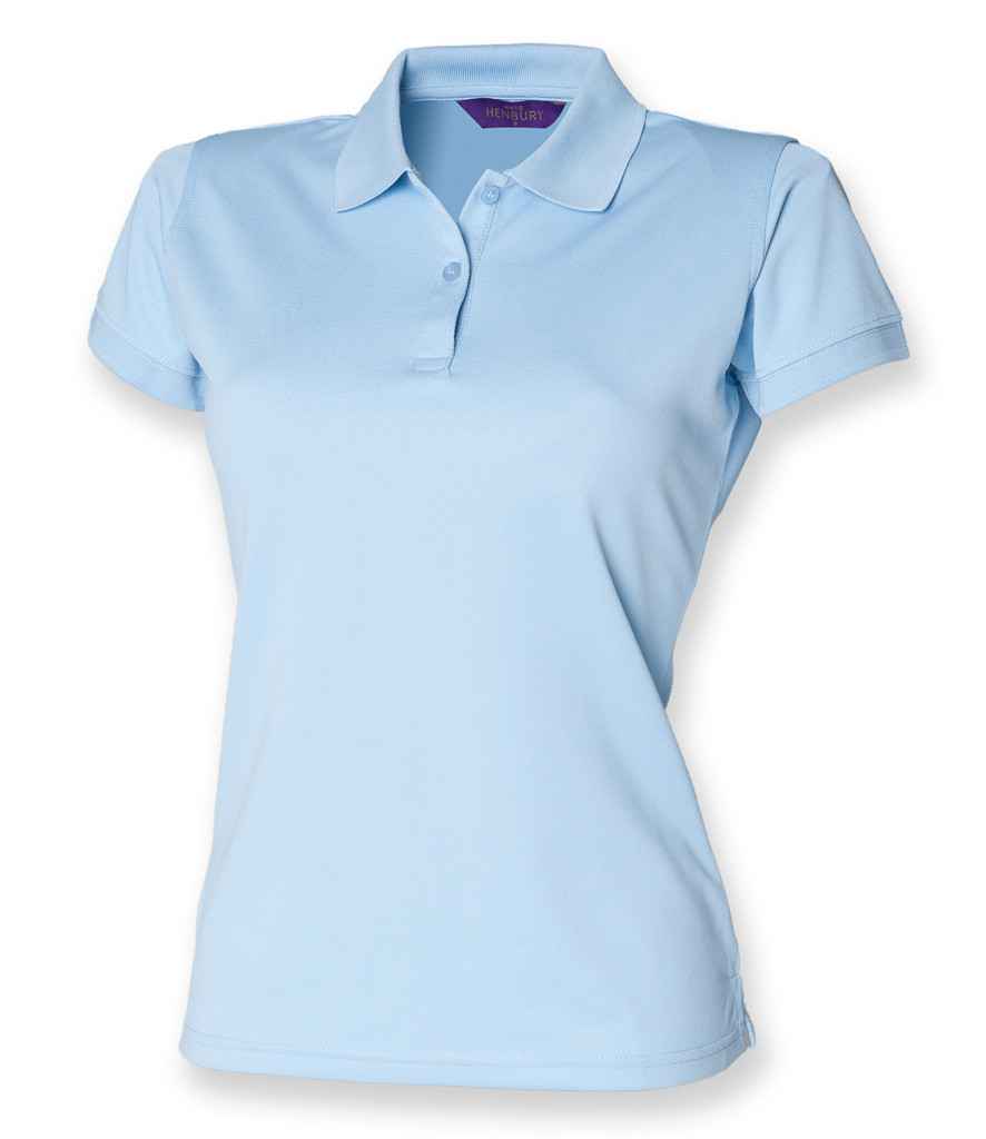 Henbury Ladies Coolplus Wicking Pique Polo Shirt in Light Blue by Henbury — Custom branded clothing by Print Press, featuring premium embroidery produced in our specialist print lab in the UK.