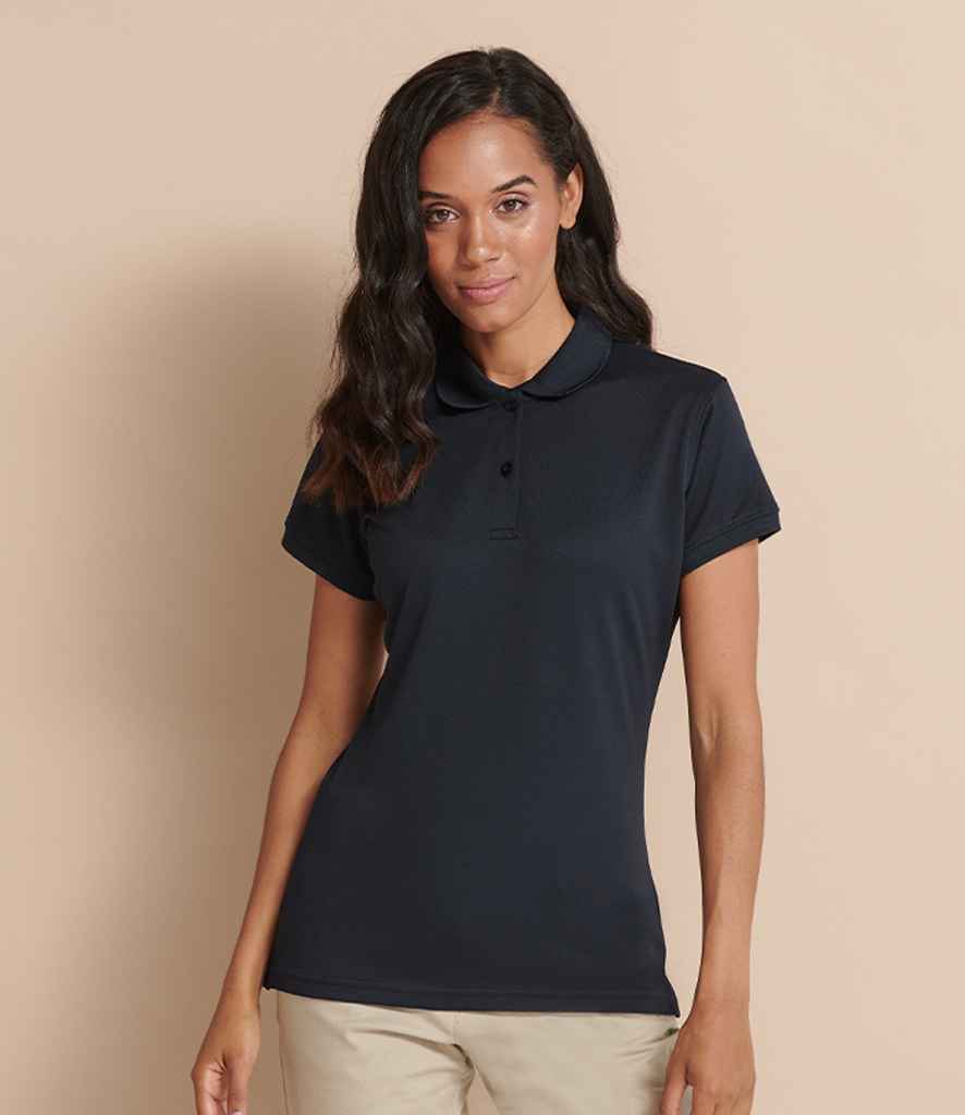 Henbury Ladies Coolplus Wicking Pique Polo Shirt in Navy by Henbury — Custom branded clothing by Print Press, featuring premium embroidery produced in our specialist print lab in the UK.