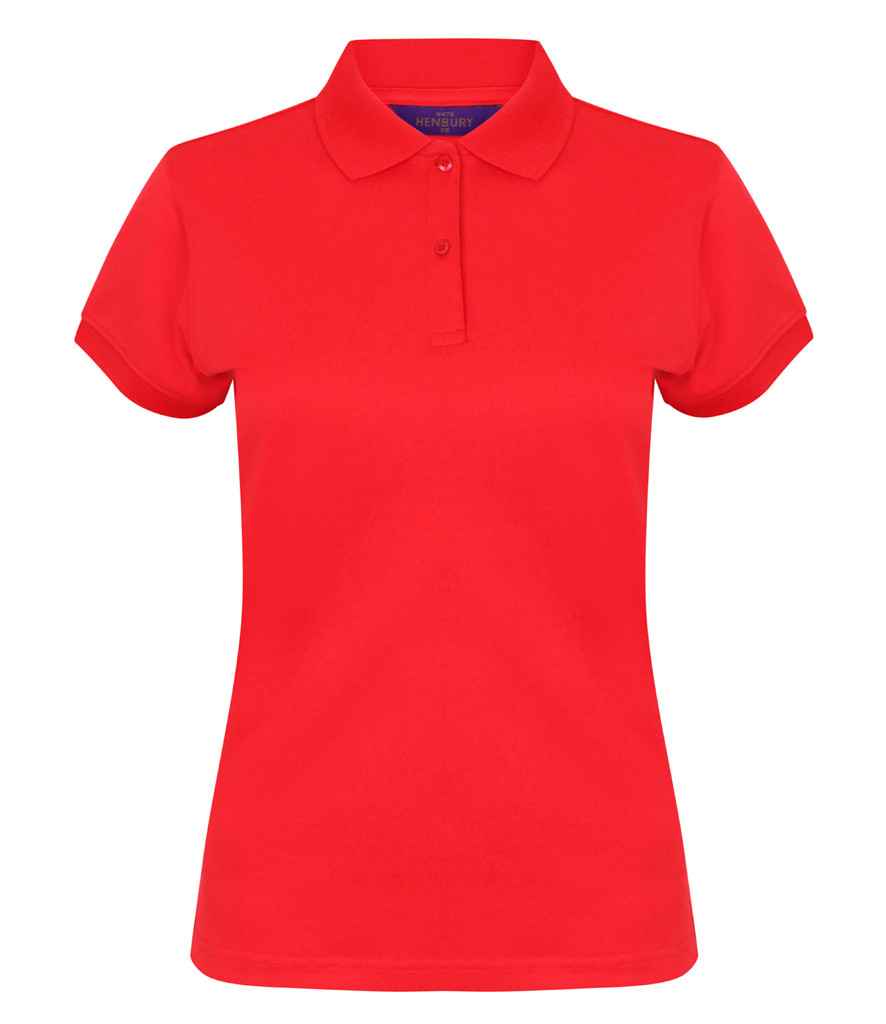 Henbury Ladies Coolplus Wicking Pique Polo Shirt in Red by Henbury — Custom branded clothing by Print Press, featuring premium embroidery produced in our specialist print lab in the UK.