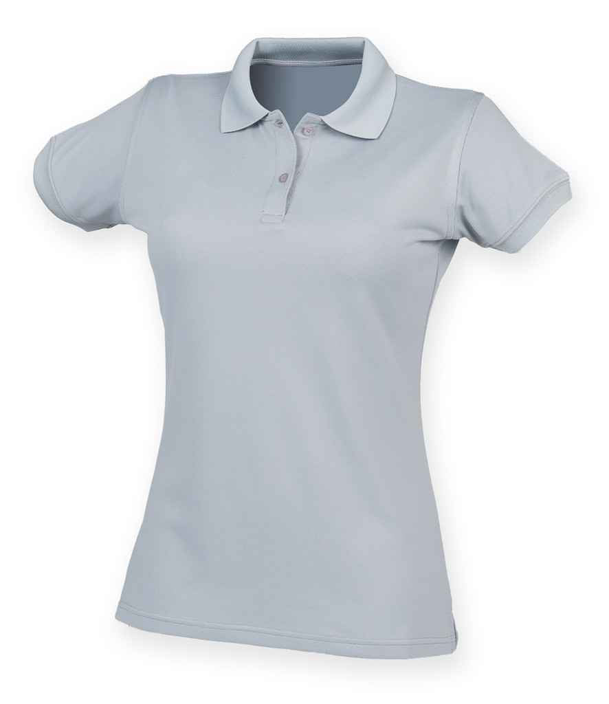 Henbury Ladies Coolplus Wicking Pique Polo Shirt in Silver by Henbury — Custom branded clothing by Print Press, featuring premium embroidery produced in our specialist print lab in the UK.