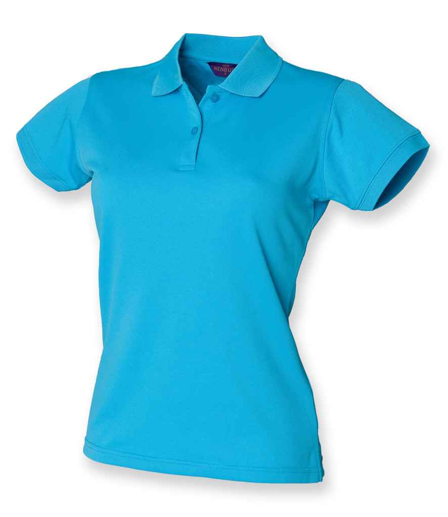 Henbury Ladies Coolplus Wicking Pique Polo Shirt in Turquoise Blue by Henbury — Custom branded clothing by Print Press, featuring premium embroidery produced in our specialist print lab in the UK.