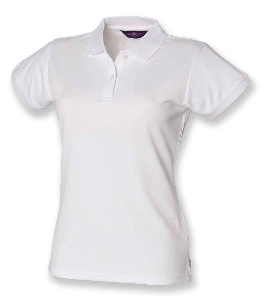 Henbury Ladies Coolplus Wicking Pique Polo Shirt in White by Henbury — Custom branded clothing by Print Press, featuring premium embroidery produced in our specialist print lab in the UK.