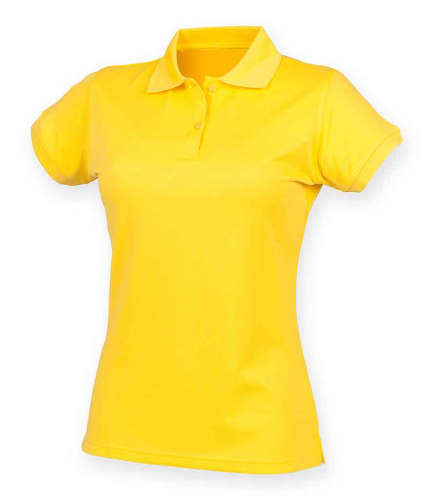 Henbury Ladies Coolplus Wicking Pique Polo Shirt in Yellow by Henbury — Custom branded clothing by Print Press, featuring premium embroidery produced in our specialist print lab in the UK.