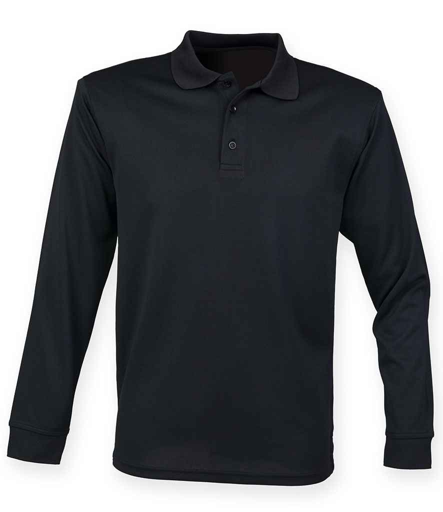 Henbury Unisex Long Sleeve Coolplus Pique Polo Shirt in by Henbury — Custom branded clothing by Print Press, featuring premium embroidery produced in our specialist print lab in the UK.