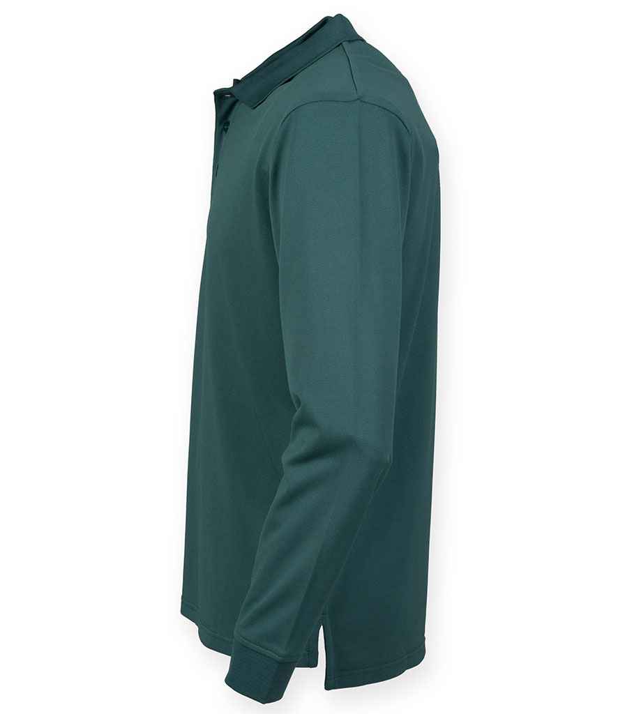 Henbury Unisex Long Sleeve Coolplus Pique Polo Shirt in by Henbury — Custom branded clothing by Print Press, featuring premium embroidery produced in our specialist print lab in the UK.