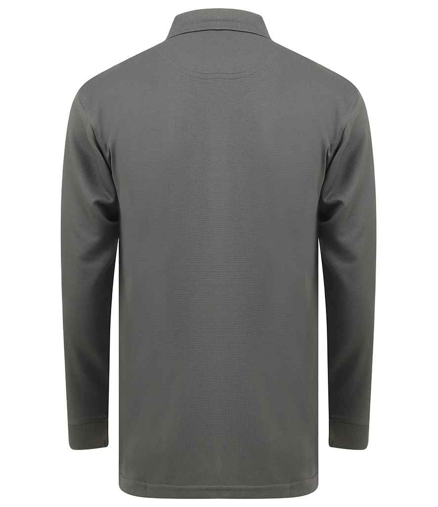 Henbury Unisex Long Sleeve Coolplus Pique Polo Shirt in by Henbury — Custom branded clothing by Print Press, featuring premium embroidery produced in our specialist print lab in the UK.