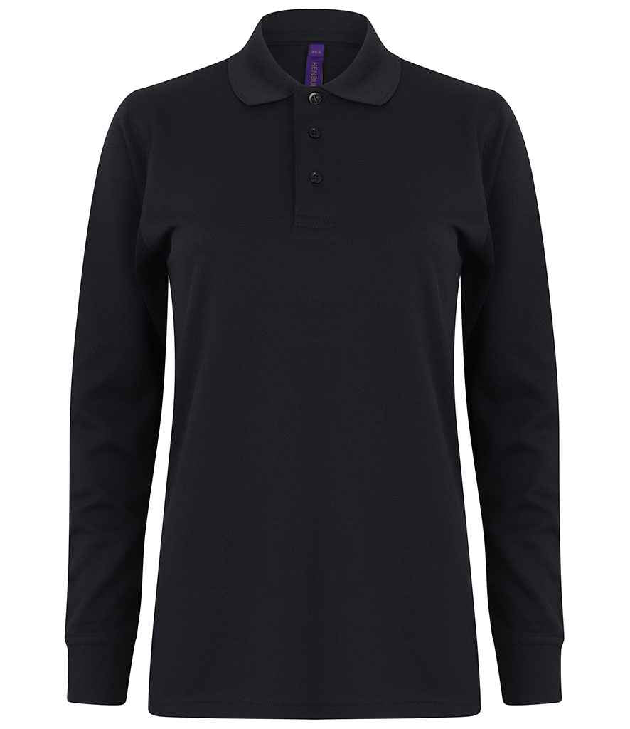 Henbury Unisex Long Sleeve Coolplus Pique Polo Shirt in by Henbury — Custom branded clothing by Print Press, featuring premium embroidery produced in our specialist print lab in the UK.