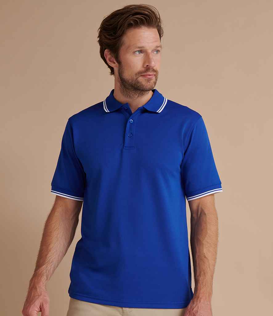 Henbury Coolplus Tipped Polo Shirt in Royal Blue White by Henbury — Custom branded clothing by Print Press, featuring premium embroidery produced in our specialist print lab in the UK.
