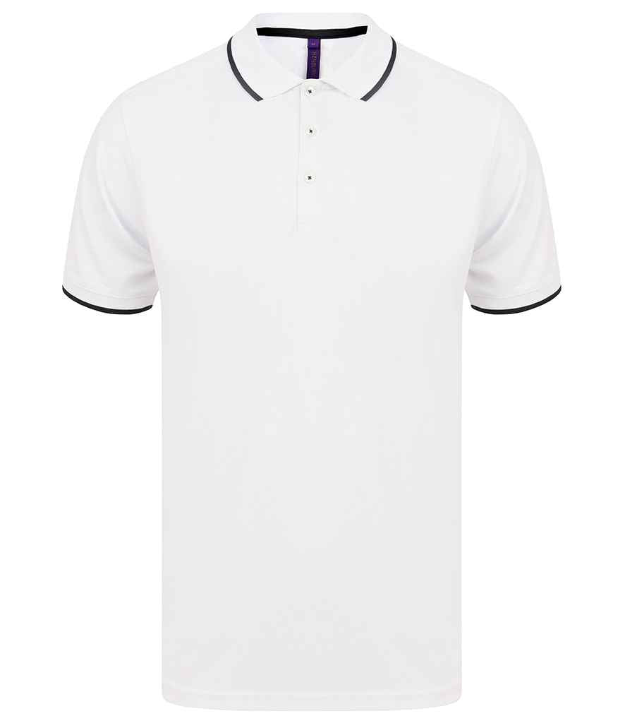 Henbury HiCool Tipped Polo Shirt in by Henbury — Custom branded clothing by Print Press, featuring premium embroidery produced in our specialist print lab in the UK.
