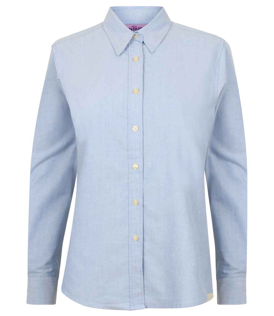Henbury Ladies Long Sleeve Classic Oxford Shirt in by Henbury — Custom branded clothing by Print Press, featuring premium embroidery produced in our specialist print lab in the UK.