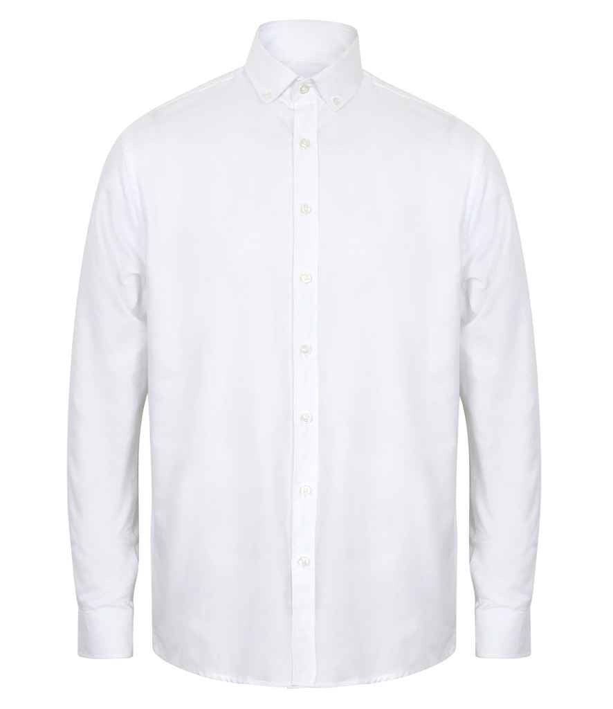 Henbury Modern Long Sleeve Classic Fit Oxford Shirt in by Henbury — Custom branded clothing by Print Press, featuring premium embroidery produced in our specialist print lab in the UK.
