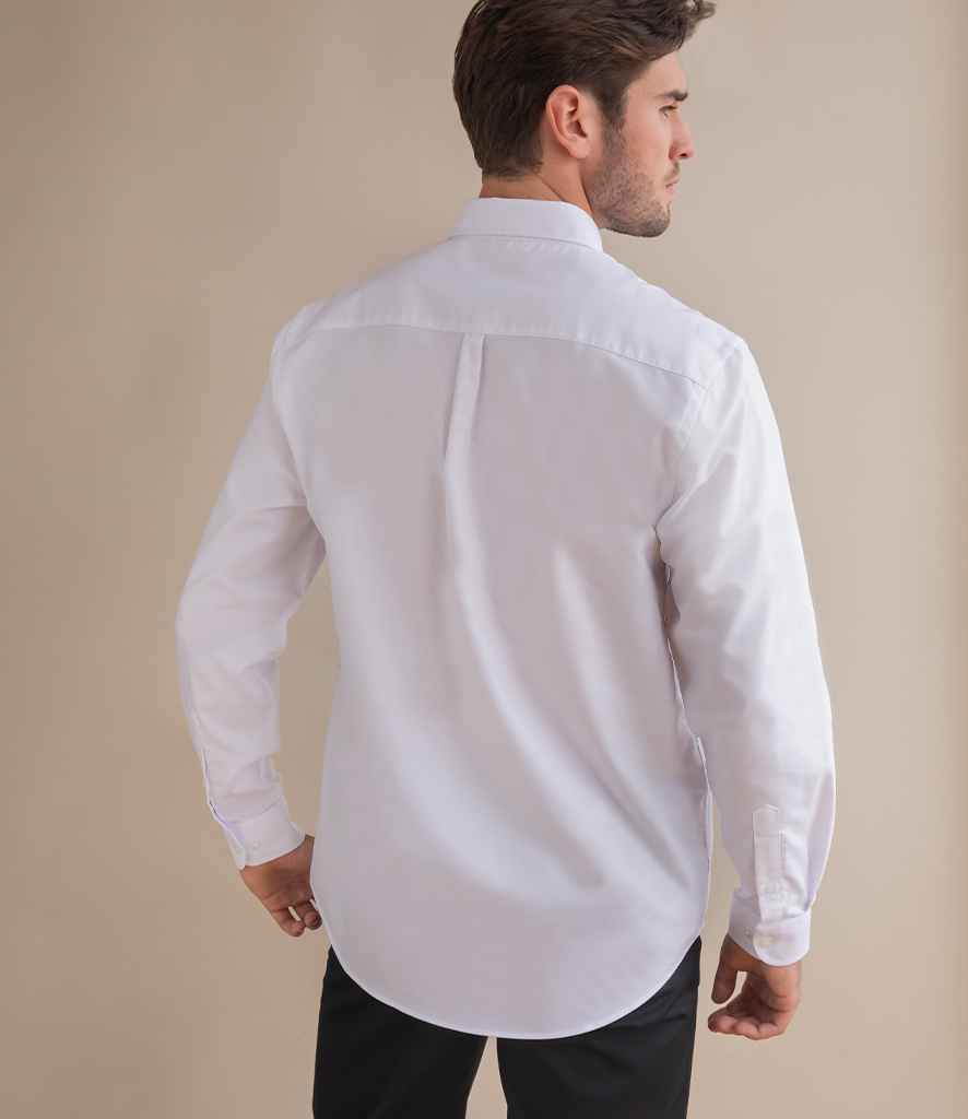 Henbury Modern Long Sleeve Classic Fit Oxford Shirt in by Henbury — Custom branded clothing by Print Press, featuring premium embroidery produced in our specialist print lab in the UK.