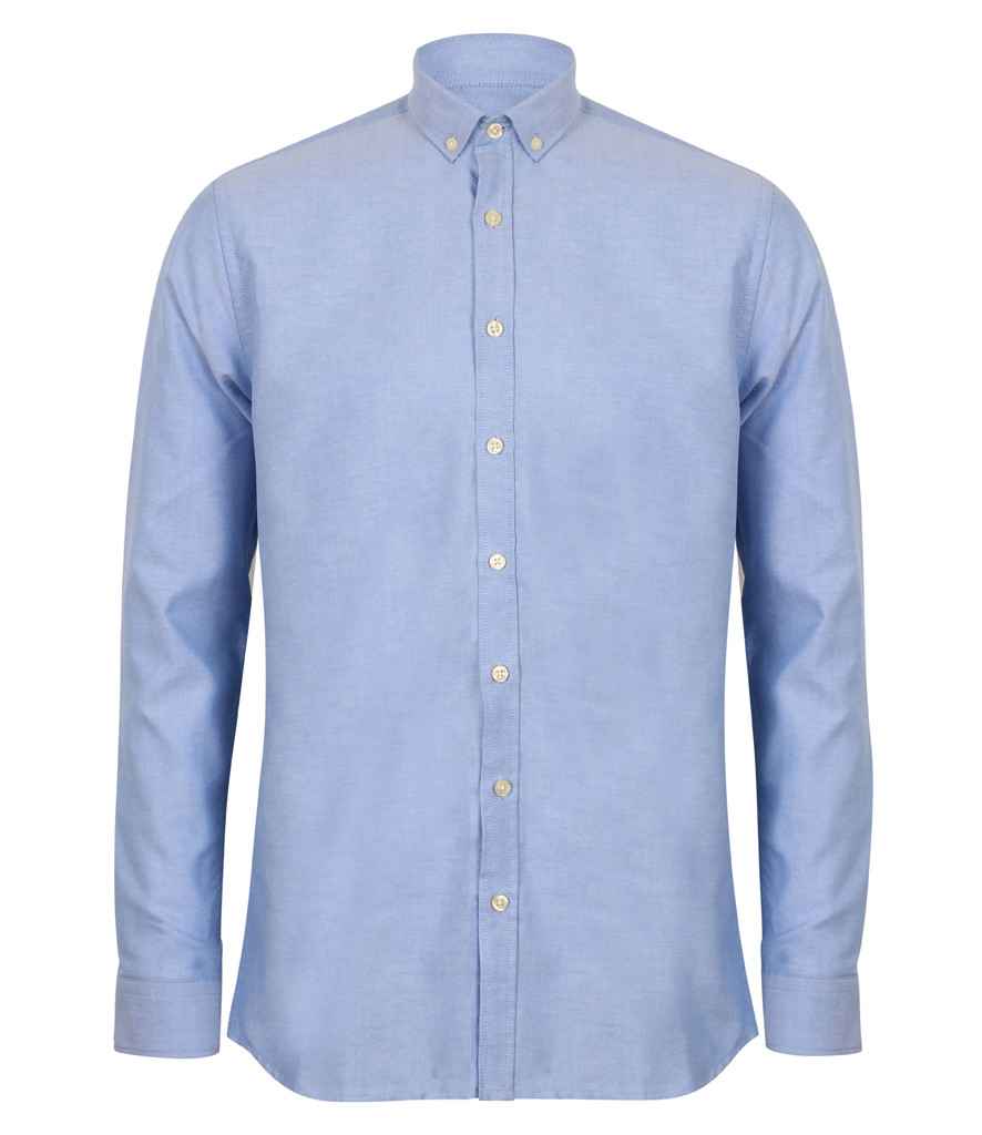 Henbury Modern Long Sleeve Regular Fit Oxford Shirt in by Henbury — Custom branded clothing by Print Press, featuring premium embroidery produced in our specialist print lab in the UK.