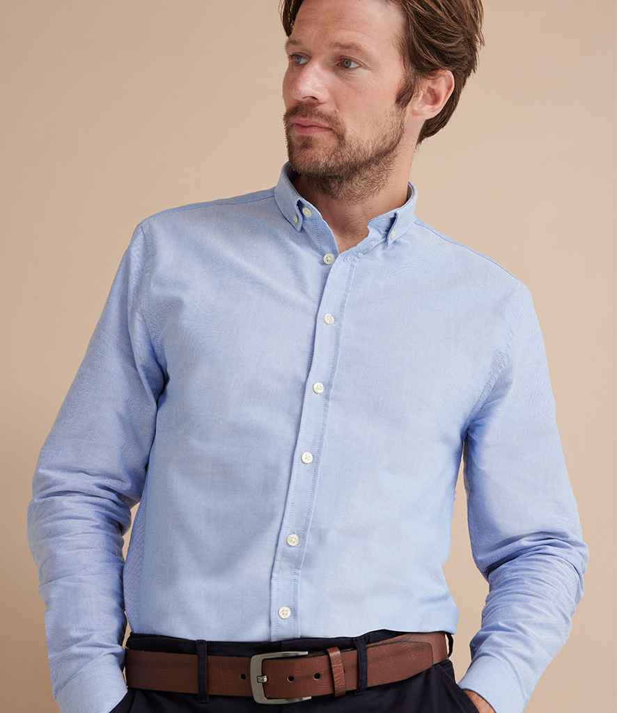 Henbury Modern Long Sleeve Regular Fit Oxford Shirt in by Henbury — Custom branded clothing by Print Press, featuring premium embroidery produced in our specialist print lab in the UK.