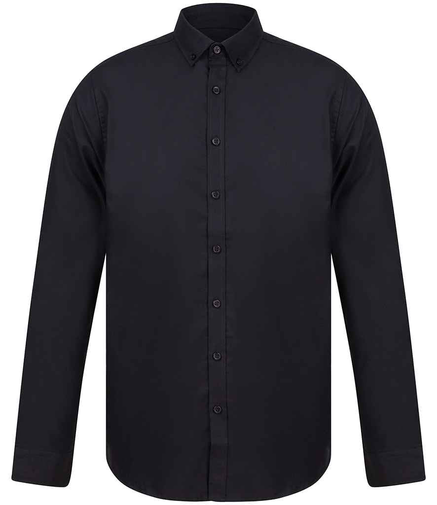 Henbury Modern Long Sleeve Slim Fit Oxford Shirt in by Henbury — Custom branded clothing by Print Press, featuring premium embroidery produced in our specialist print lab in the UK.