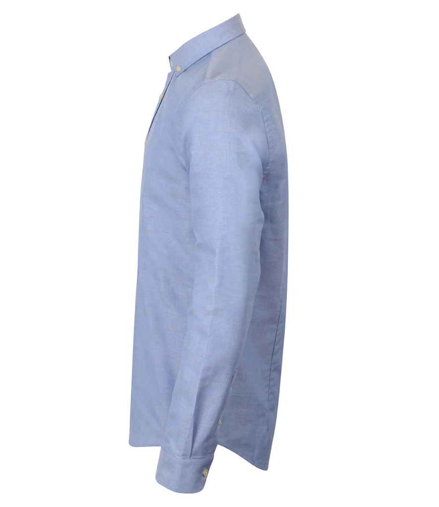 Henbury Modern Long Sleeve Slim Fit Oxford Shirt in by Henbury — Custom branded clothing by Print Press, featuring premium embroidery produced in our specialist print lab in the UK.
