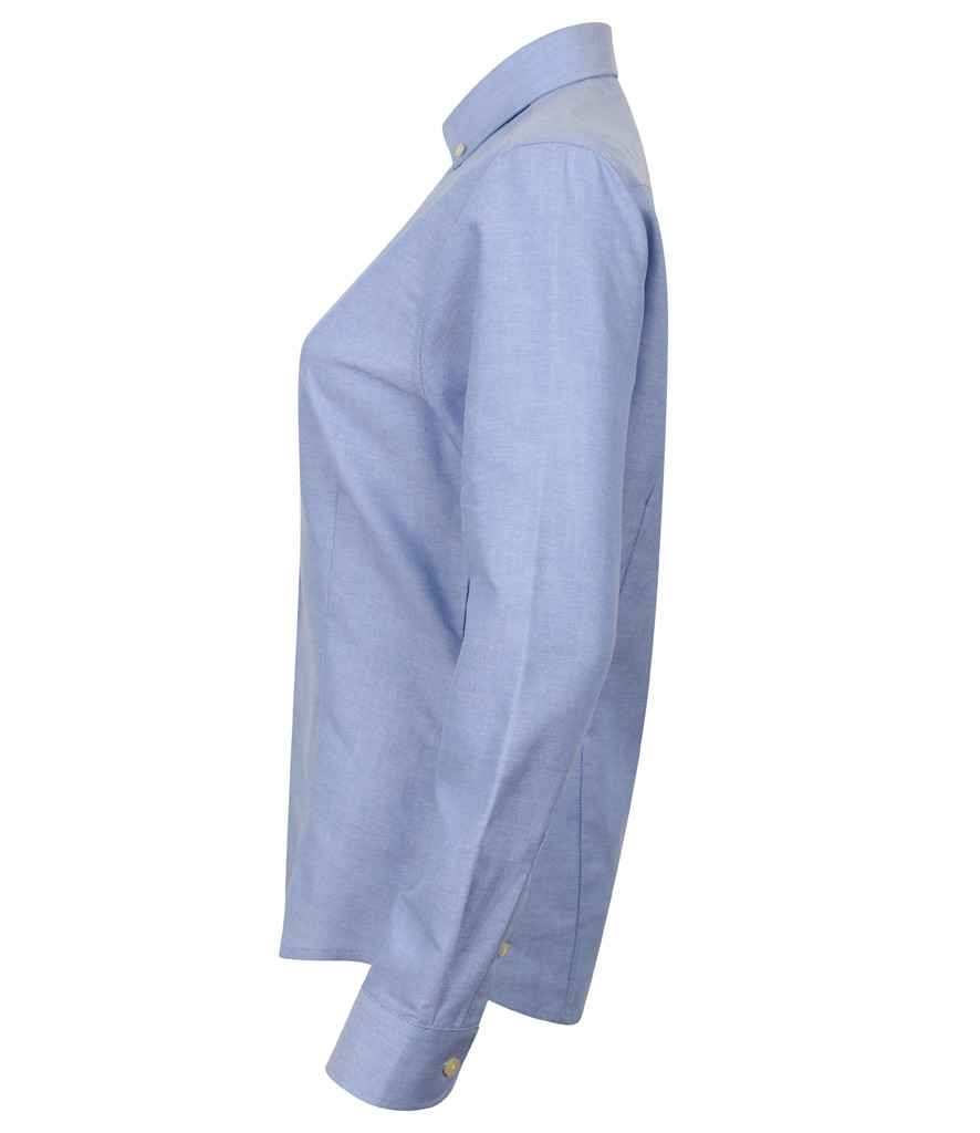 Henbury Ladies Modern Long Sleeve Regular Fit Oxford Shirt in by Henbury — Custom branded clothing by Print Press, featuring premium embroidery produced in our specialist print lab in the UK.
