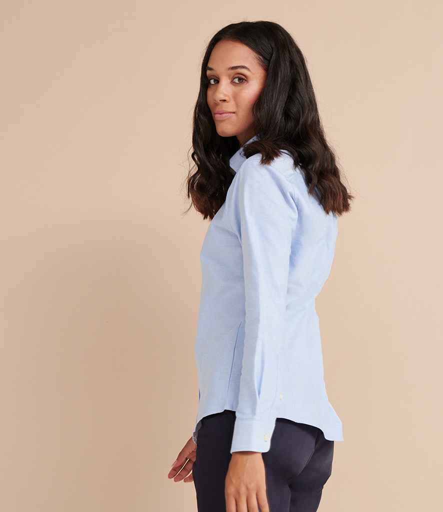 Henbury Ladies Modern Long Sleeve Regular Fit Oxford Shirt in by Henbury — Custom branded clothing by Print Press, featuring premium embroidery produced in our specialist print lab in the UK.