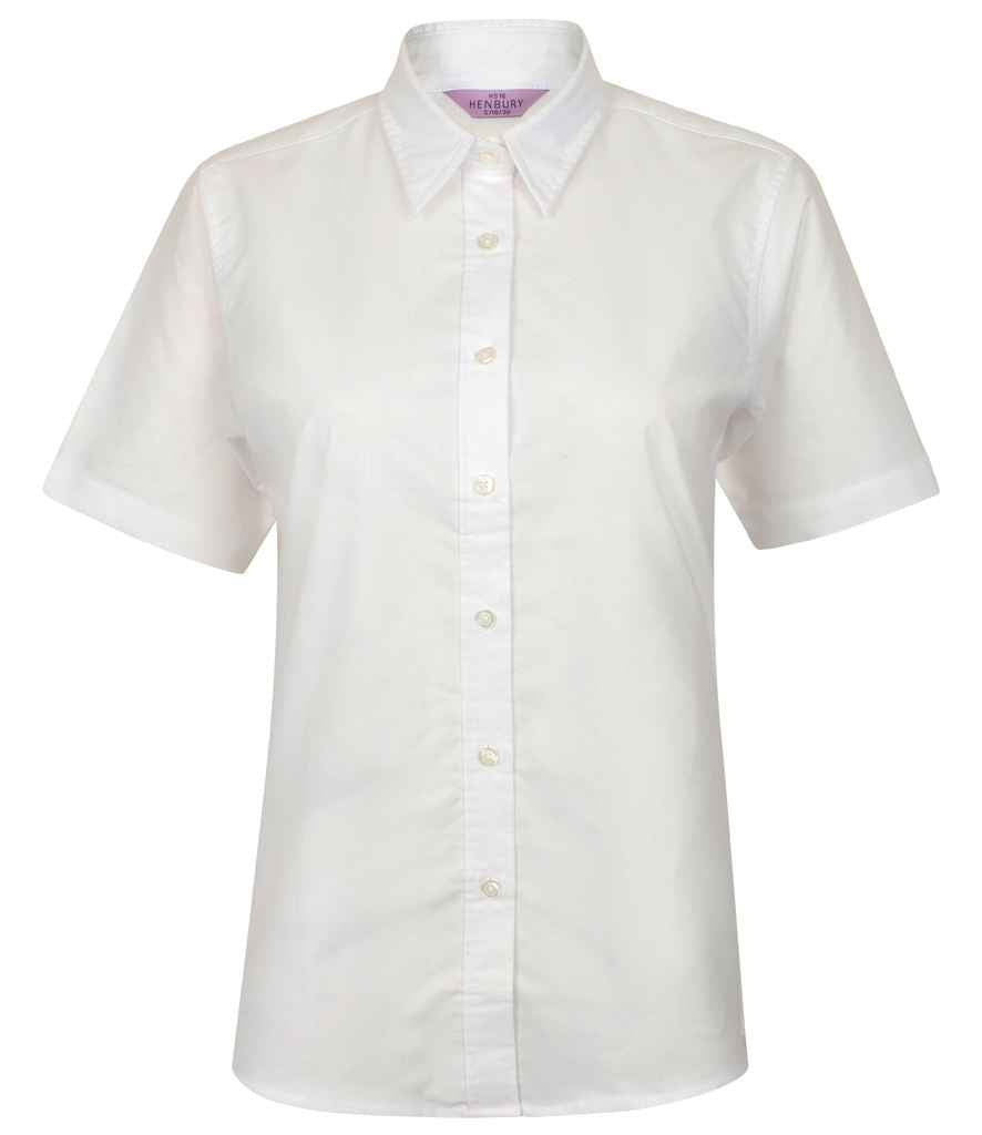 Henbury Ladies Short Sleeve Classic Oxford Shirt in by Henbury — Custom branded clothing by Print Press, featuring premium embroidery produced in our specialist print lab in the UK.